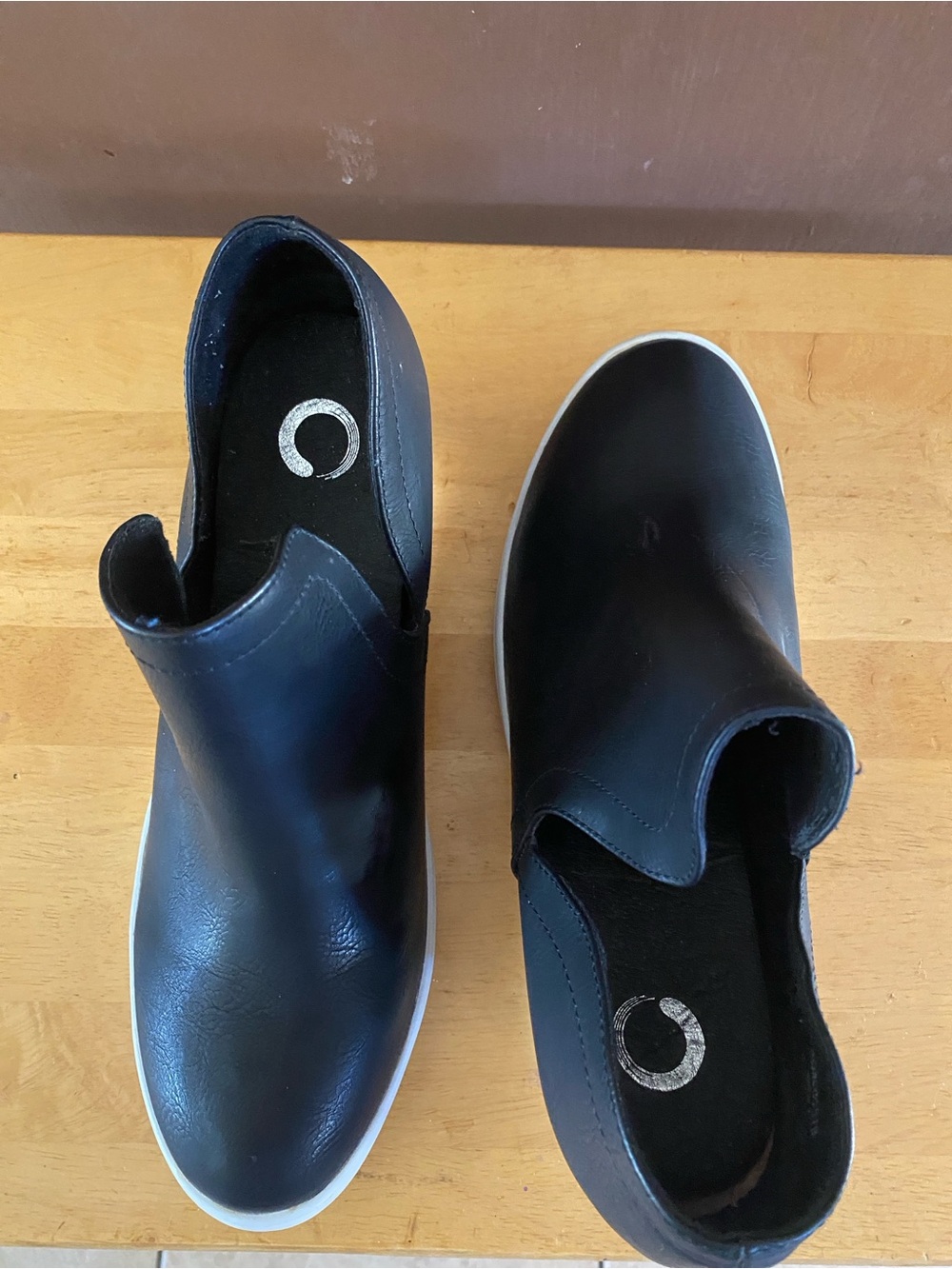 Men’s Black Slip-On Casual Sneakers with White Sole